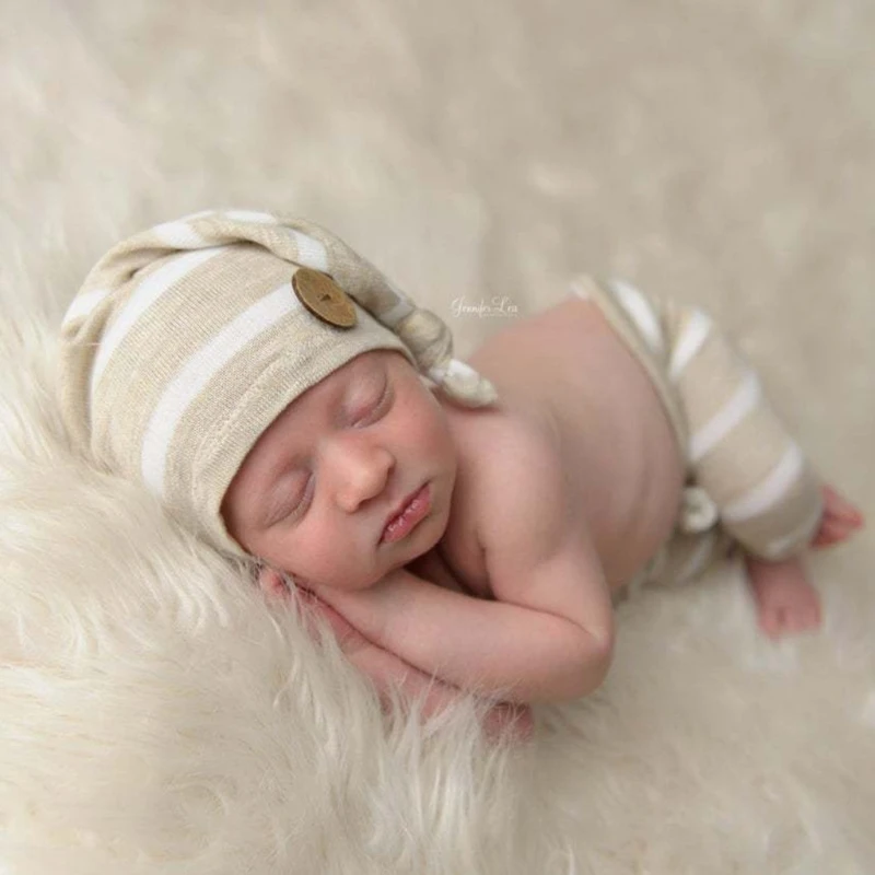

2 Pcs Soft Cotton Baby Hat Pants Set Newborn Photography Props Costumes Infant Photo Shooting Outfits