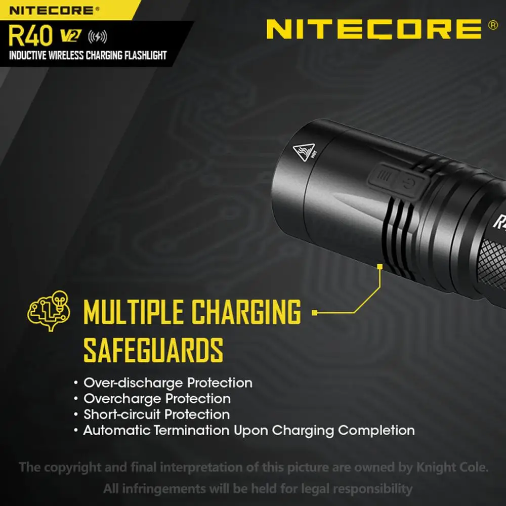 NITECORE R40 V2 1000 люмен Новый беспроводной зарядный поисковый светильник оснащенный