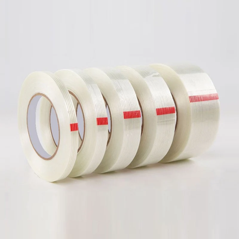 Strong Glass Fiber Tape Stripe Single Side Transparent Adhesive Glass Fiber Tape Industrial Binding Oackaging Fixed Seal50m roll