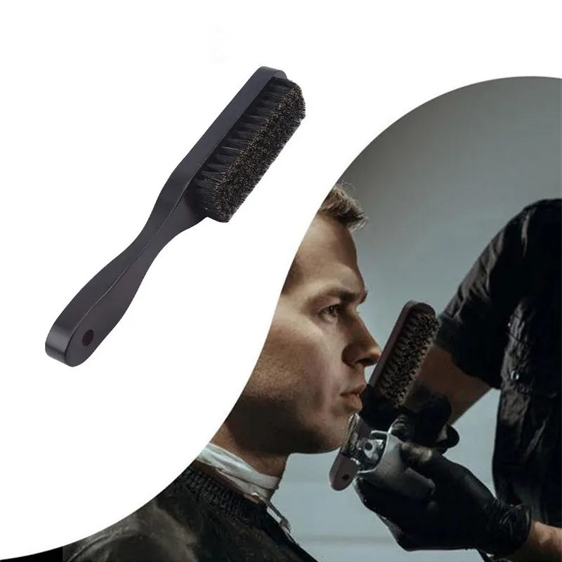 Black Wooden Handle Bristle Hair Brush Hairdressing Men Beard Anti Static Barber Styling Comb Shaving Tools | Красота и здоровье