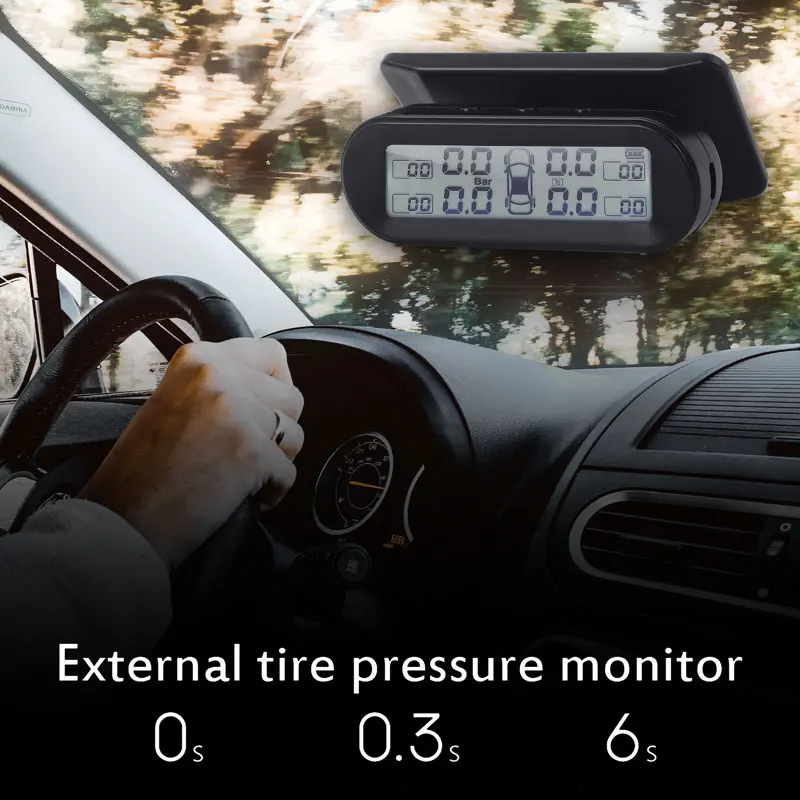 Портативная система контроля давления в шинах с 4 внешними датчиками черный