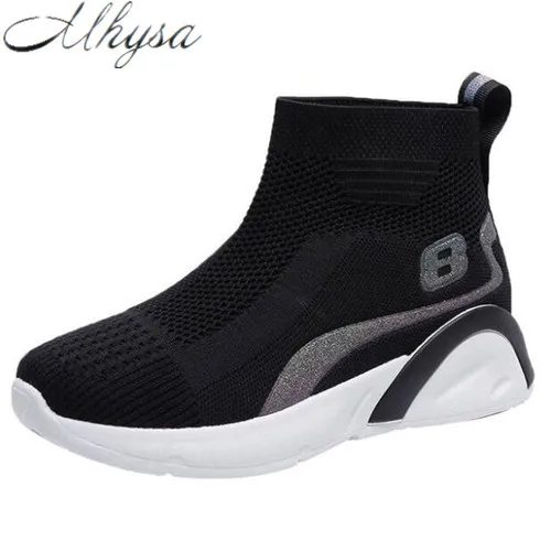 

2020 spring summer autumn new net red female flying knitted socks shoes wild casual thick bottom breathable sneakers M564