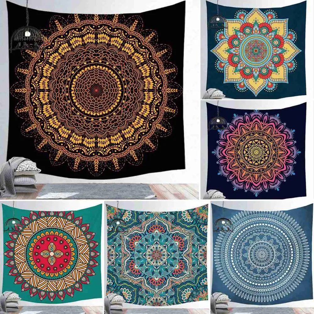 Индийский гобелен мандалы 1 5 х м богемный декор домашний настенный подвесной