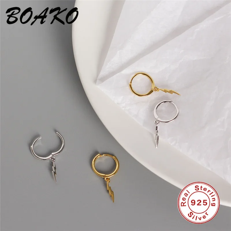 BOAKO модные серьги из стерлингового серебра 925 пробы для женщин подвеска с молнией очаровательные маленькие серьги-гвоздики серьги с пряжкой