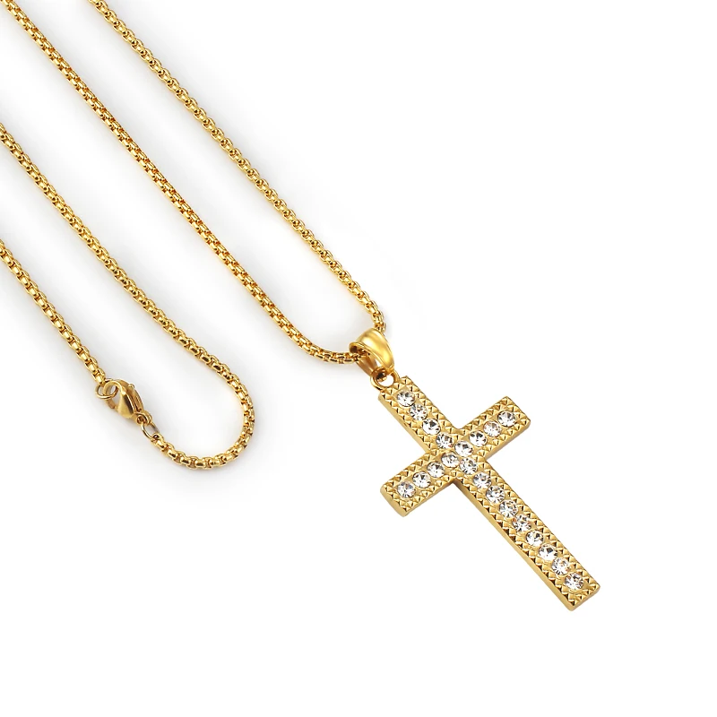 Цепочка с подвеской крестом из нержавеющей стали 2 мм|Ожерелья подвеской| |