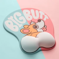 mouse pad with wrist rest cute dog ergonomic silicone anti slip memory foam hand protector for mice keyboard pink blue