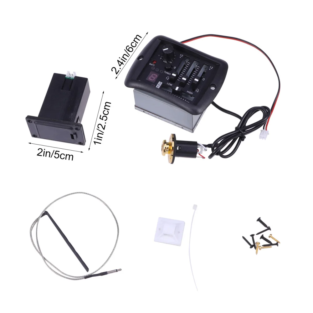

3 Band EQ Equalizer Tuner System Acoustic Electric Guitar Preamplifier Tuner with Tuner and Volume Control for Acoustic Guitars