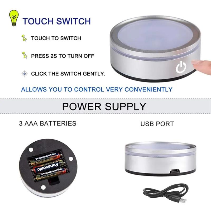 Основа для ЖК-дисплея с сенсорным выключателем цветная круглая подставка 3D