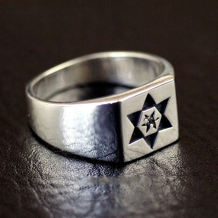 Imported from Thailand 925 sterling silver simple hexagonal star small square ring | Украшения и аксессуары