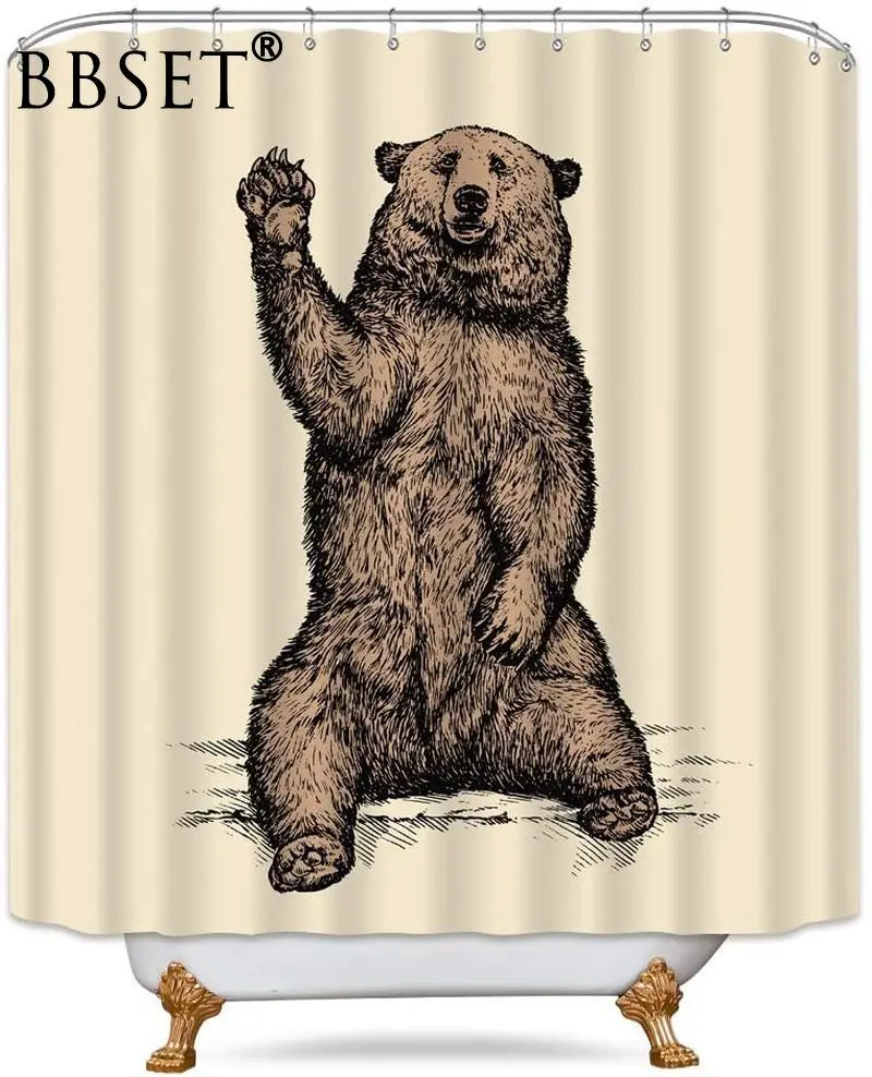 Высококачественная занавеска для душа с забавным рисунком медведя