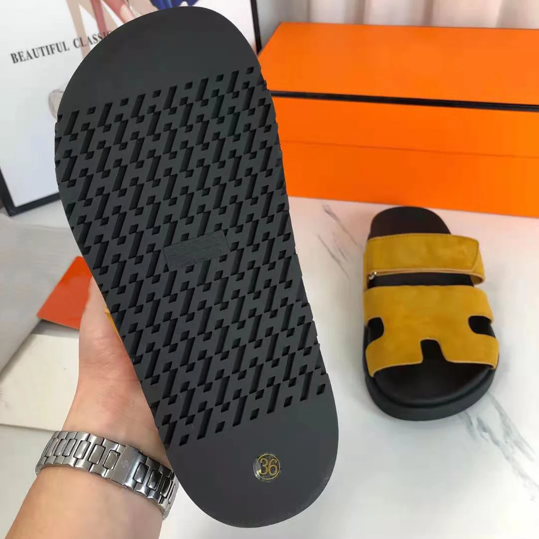 

Vallu 2021 summer new leather fashion casual seaside vacation women's slippers