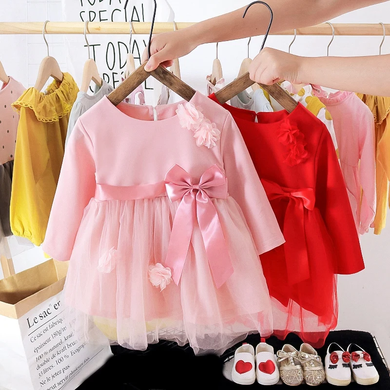 

Autumn Baby Girl Long Sleeve Stitching Fashion Princess Dress Printing Dress Skirt Cotton Casual Outfits Cute Kids Girl Dress