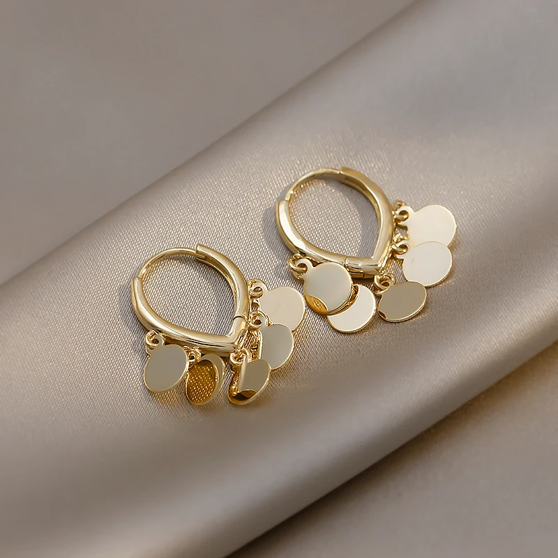 

OEING New Simple Style Hoop Earrings Smooth Tassel Earrings Ladies Girls Wedding Party Gifts Fashion Women Exquisite Jewelry