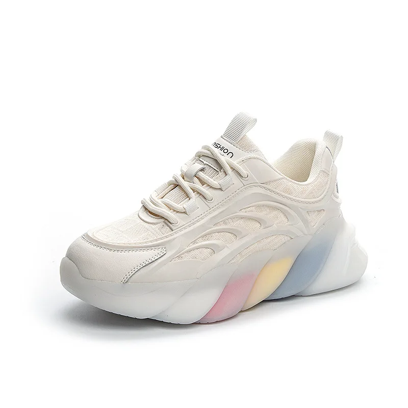 

Rainbow Ins New Spring And Autumn All-Match Thick-Soled Casual Sports White Shoes