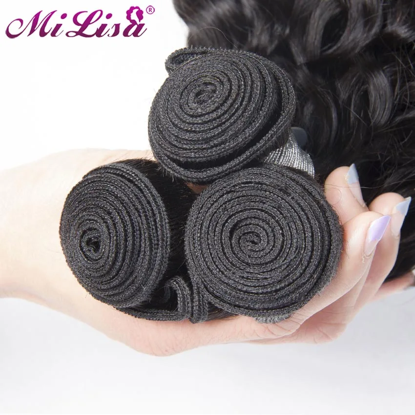 Mi Lisa волнистые волосы 100% человеческие плетение пучок бесплатная доставка Remy для