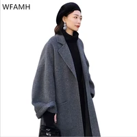 womens classic wool cashmere blend loose casual overcoat lapel belted long coat jackets warm outwear cashmere coats lady cothes