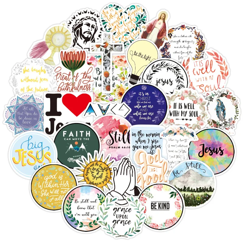 

50PCS Jesus Christians Religion Sayings Stickers kateboard Guitar Suitcase Freezer Graffiti Luggage Motorcycle DIY Cool Stickers