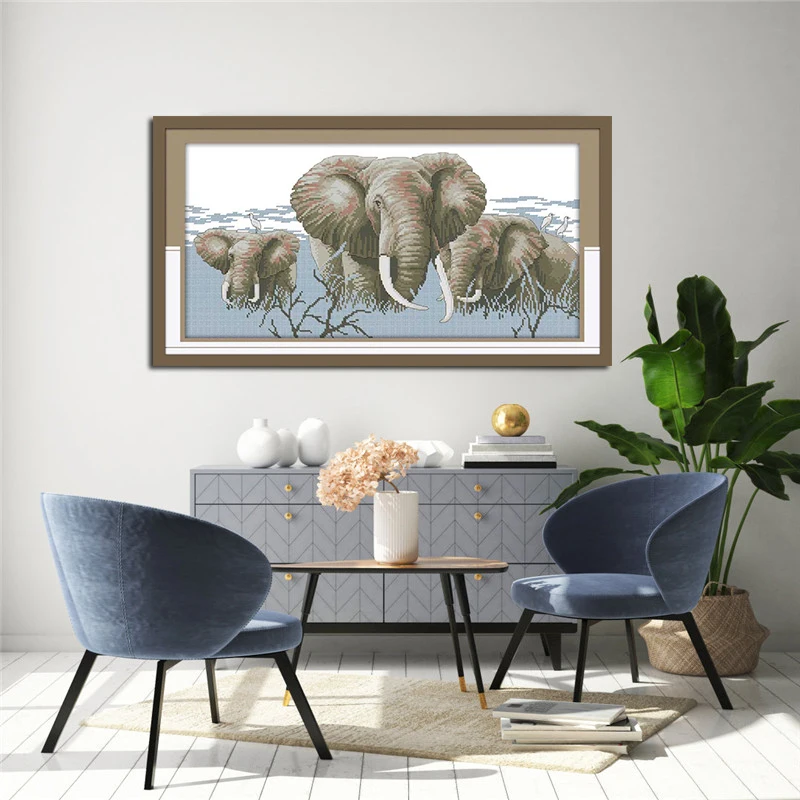 Набор для вышивки крестиком 11CT 14CT слонами Декор дома|Упаковка| |