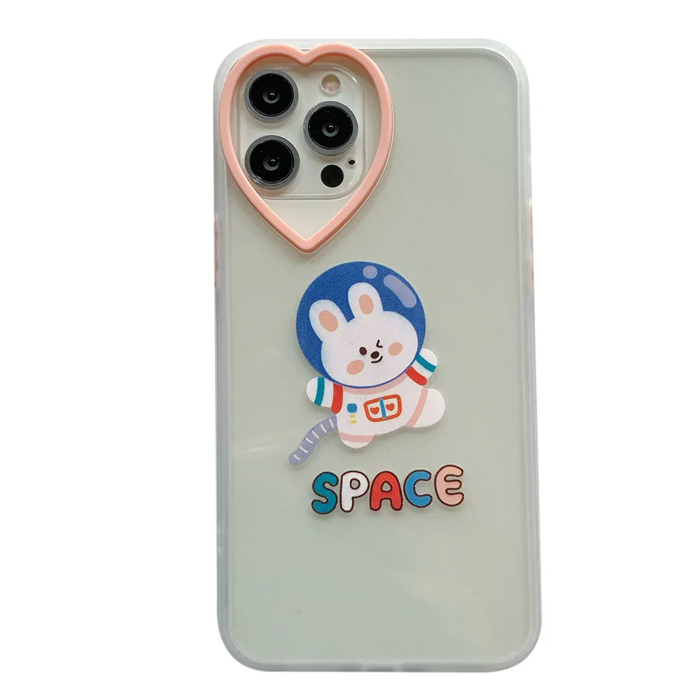 

Heart type Frame Transparent Phone Case For iPhone 12 11 Pro X XS Max XR 7 8 Plus SE2 Cartoon Bear silicone protection Cover Coq