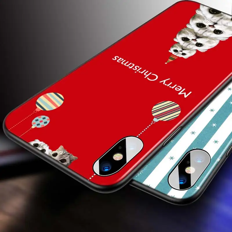 

For iPhone 12 11 Pro Max mini Bright Black Case Christmas Holiday for iPhone Max XR X 8 7 6 Plus 5S SE Phone Case
