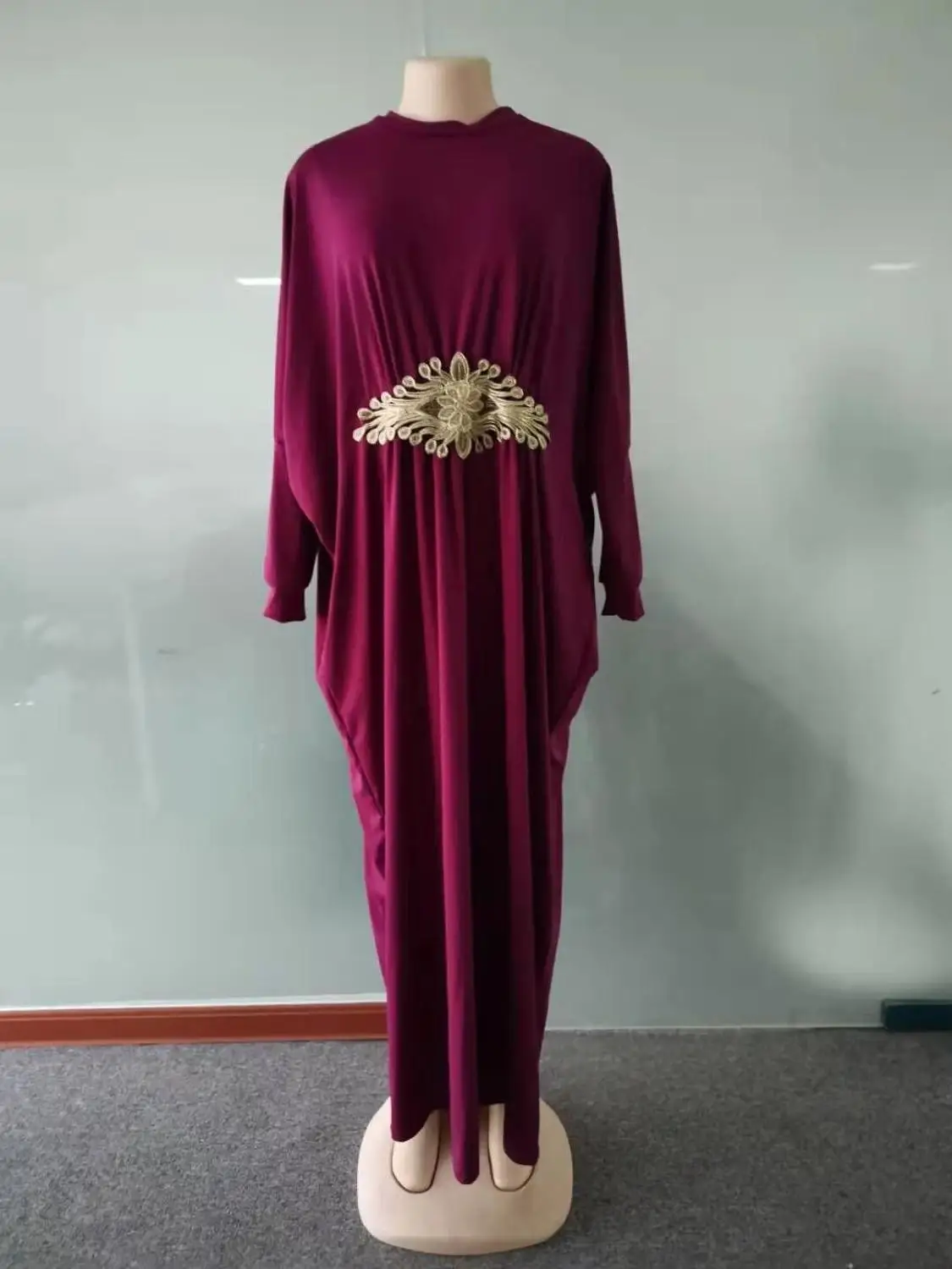 burgundy Свободный бюст стиль африканская женская одежда Дашики мода стрейч чистый цвет платье с вышивкой Размер L XL XXL XXXL YWQ - Цвет: burgundy