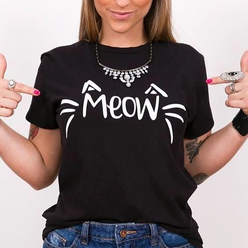 

Cat T-shirt Kawaii Cats face Print T-shirts Women Cotton Tee Casual Summer Graphic t-shirt Girl shirt female tshirt
