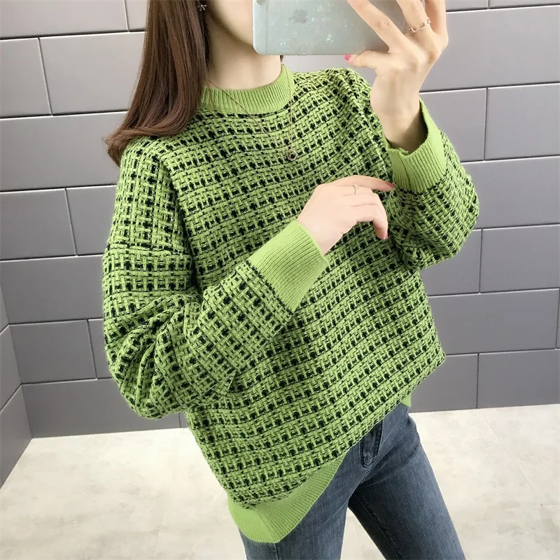 

5583 (Dongfang 3-й Ряд 4-й) осень и зима новая свободная вязаная рубашка с длинным рукавом женское платье 49ff