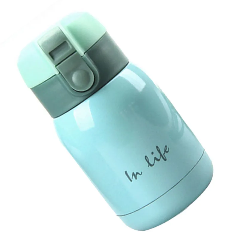 Мини-термос с большим животом из нержавеющей стали (Небесно-голубой) 200 мл | Дом и