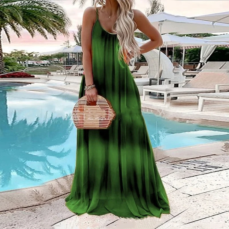 Новые летние женские с круглым вырезом спагетти ремень шифоновое платье