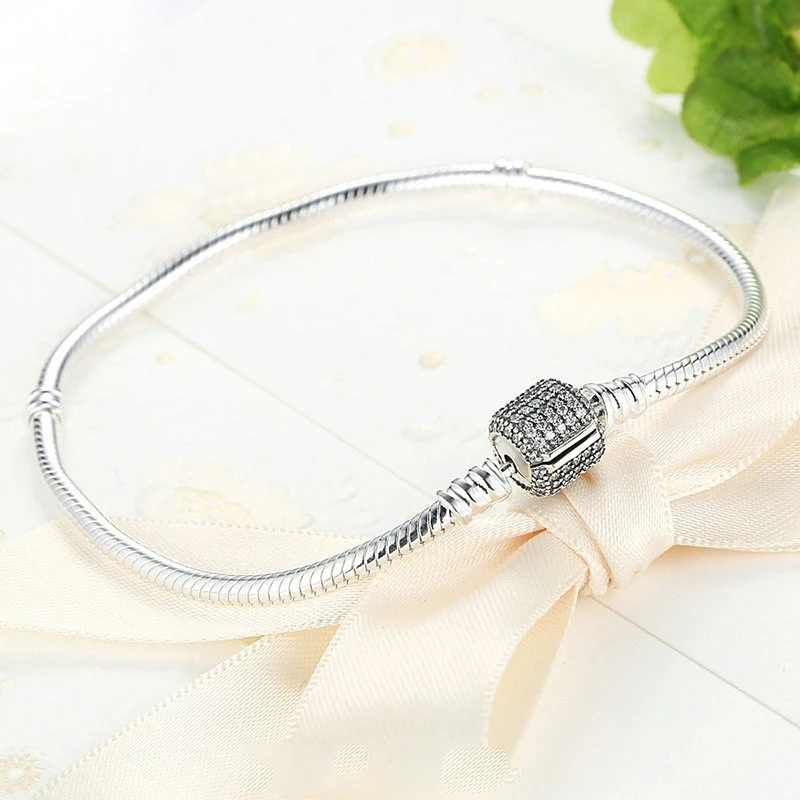 Базовая цепочка в виде змеи, pulsera, mary poppins, подходит для оригинала pandora, очаровательный браслет, бисер, сделай сам, браслет для женщин, модное ювелирное изделие, berloque