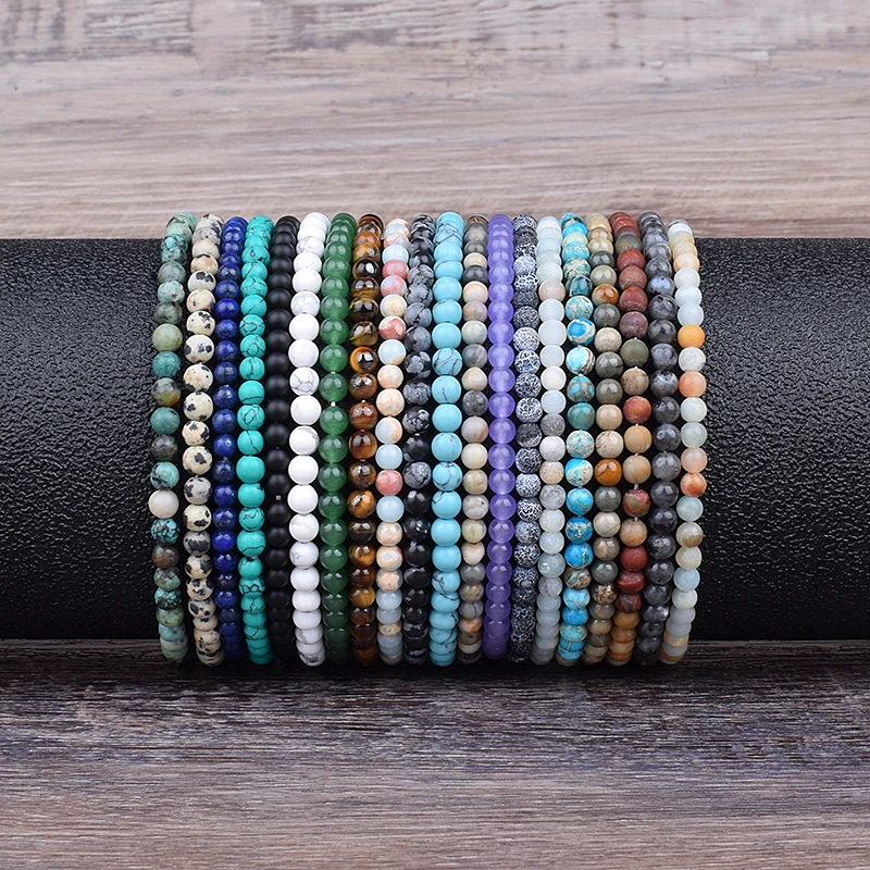 Браслет с подвесками из натурального камня миниатюрный 4/6 мм исцеление йогой |