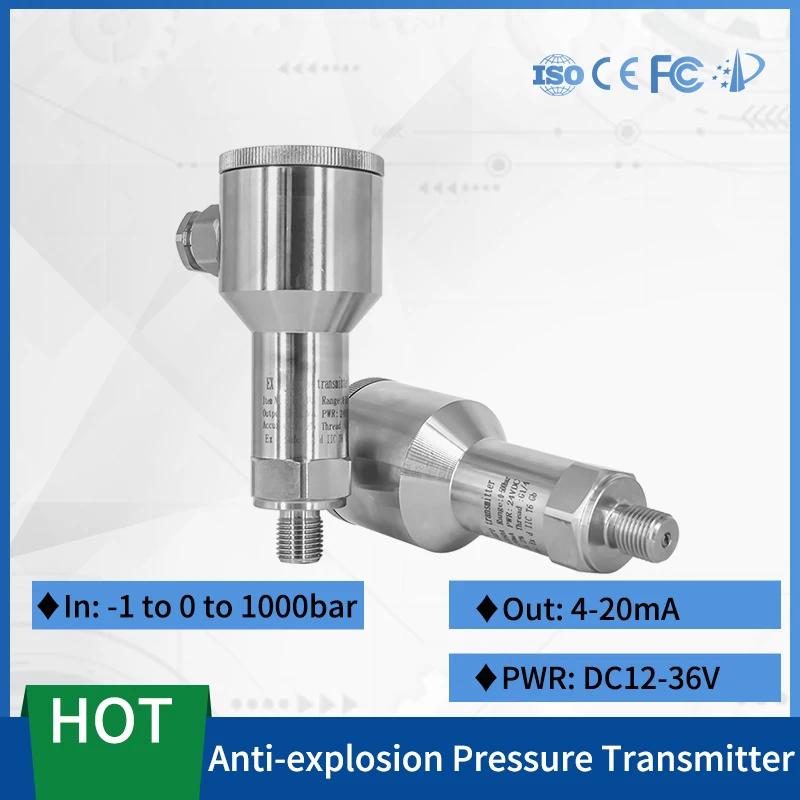 

Anti-explosion Pressure Transmitter Oil Atex Pressure sensor -1-0-1000bar pressure range measurment 4-20ma output