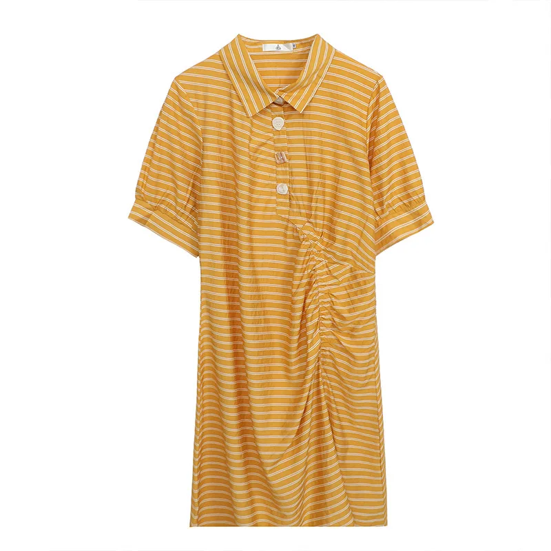 

21 Large women's summer new fattening and fashion Striped Polo plus size dress