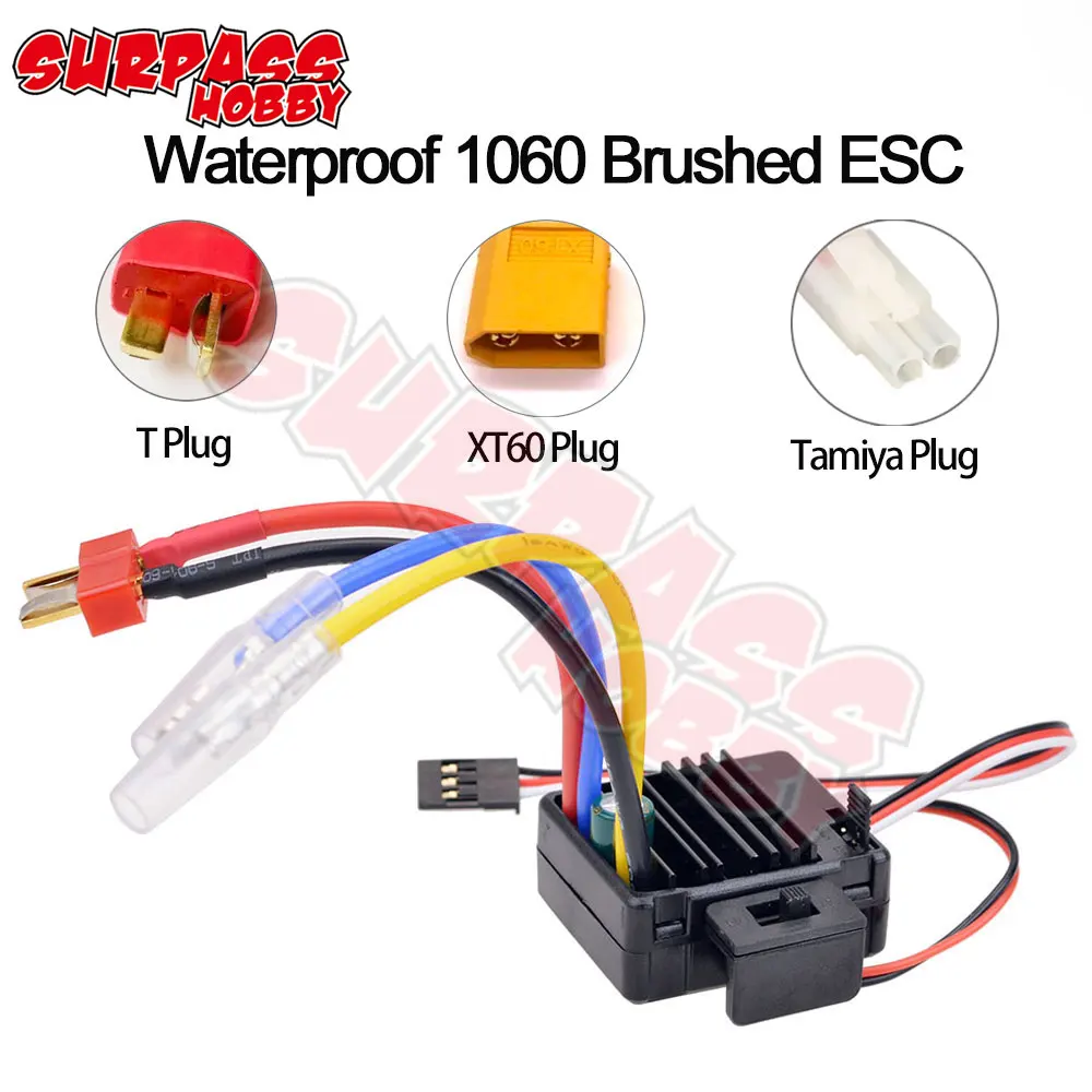 

Водонепроницаемый Электронный регулятор скорости SURPASS HOBBY 1060 60A Brushed ESC для масштаба 1:10, Tamiya Redcat Traxxas, Радиоуправляемый автомобиль, грузовик VS ...