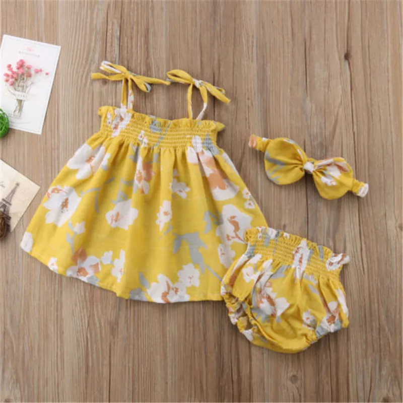 

Summer Newborn Baby Girls Clothes Set Sleeveless Floral Tops Shorts Headband Girl Outfits 3PCs