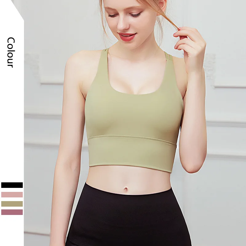 

Новый дизайн, женское нижнее белье для йоги с перекрестной спиной, ударопрочный спортивный бюстгальтер для упражнений, жилет для бега