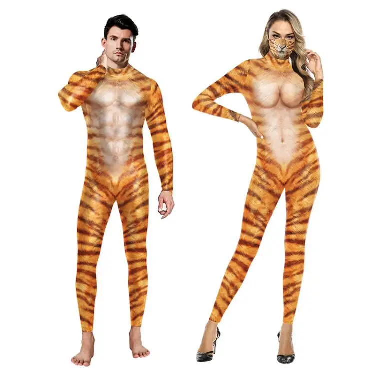 

Костюм для косплея с животным принтом, взрослые, ранние, карнавальные парные, семейные комбинезоны, эластичный костюм для фитнеса, унисекс