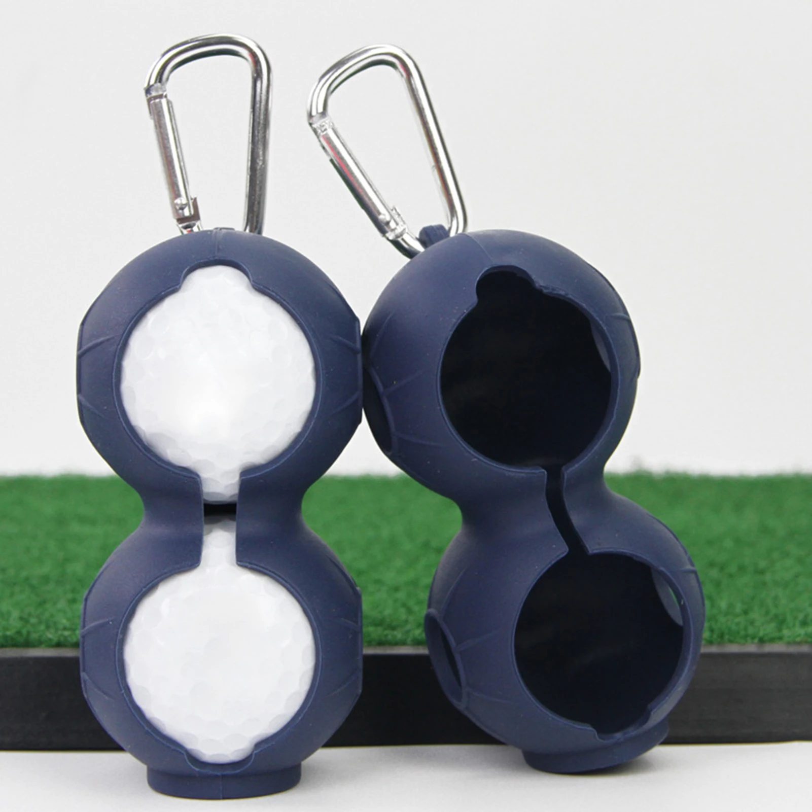 

2Pcs Outdoor Golf Ball Protective Cover with Carabiner Soft Silicone Waist Holder Double Fall Resistant Keyring Accessories