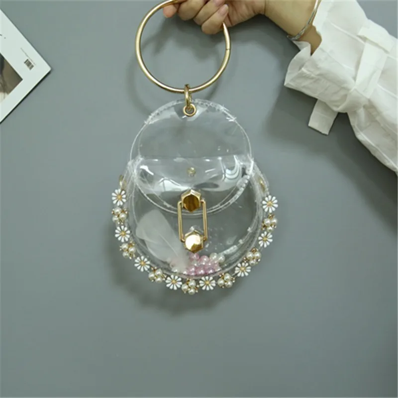 

Женская сумка, клатч, прозрачная сумка на одно плечо, круглая, универсальная