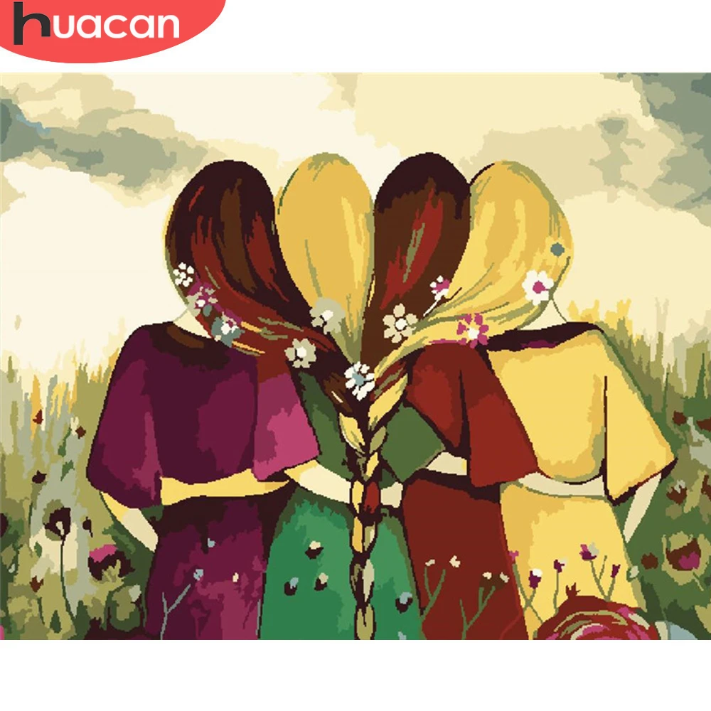 

HUACAN DIY Painting By Number Girl Drawing On Canvas Gift Pictures By Numbers Figure Kits Hand Painted Paintings Art Home Decor