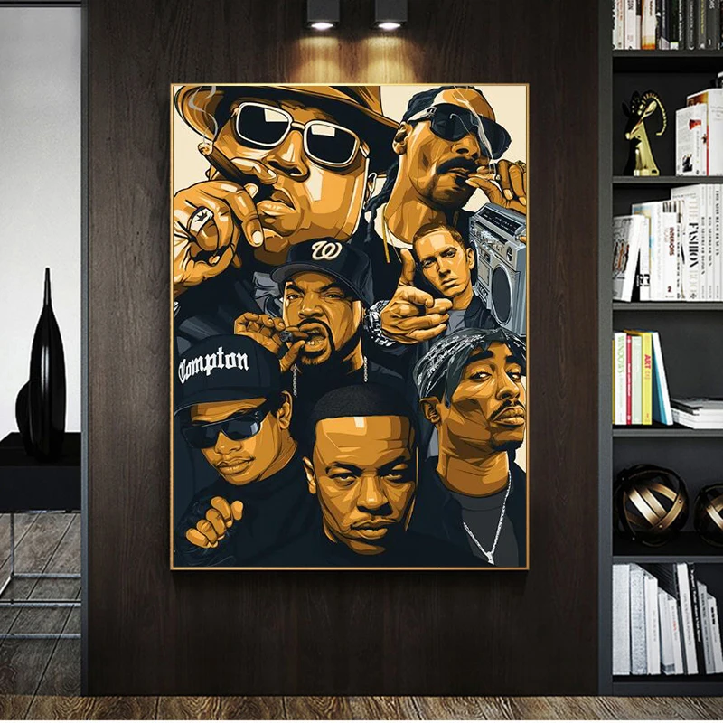 

Portrait of 2PAC Tupac Abstract Canvas Paintings Wall Art Posters and Prints Modern Rapper Art Pictures Home Decoration Cuadros