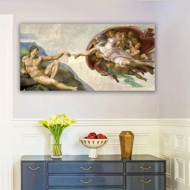 

The Creation Of Adam By Michelangelo Canvas Paintings On the Wall Art Posters And Prints Famous Art Pictures For Living Room