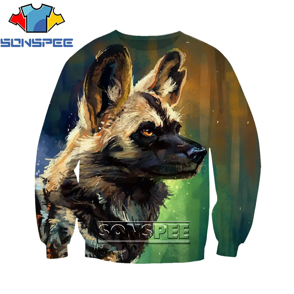 

SONSPEE 3D Cartoon Animal Dog Round Neck Casual Printed Sweater Spring And Autumn Men's Oversized Loose Sweater Fashion Trend Me