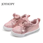 Детская обувь для девочек, детская повседневная обувь, кроссовки для маленьких девочек с бантом, блестящая кожаная обувь для маленьких принцесс, розовая весенняя обувь