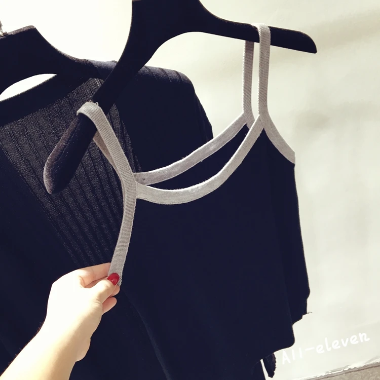 

Autumn and Winter New Women's Casual Long Sleeve Knitted Cardigan + Camisole + Wide Leg Pants Three Pieces Pants Suits Knit Set