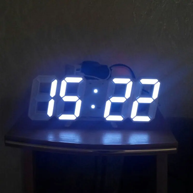 3D светодиодные настенные часы с ночным светом цифровые настольные домашний