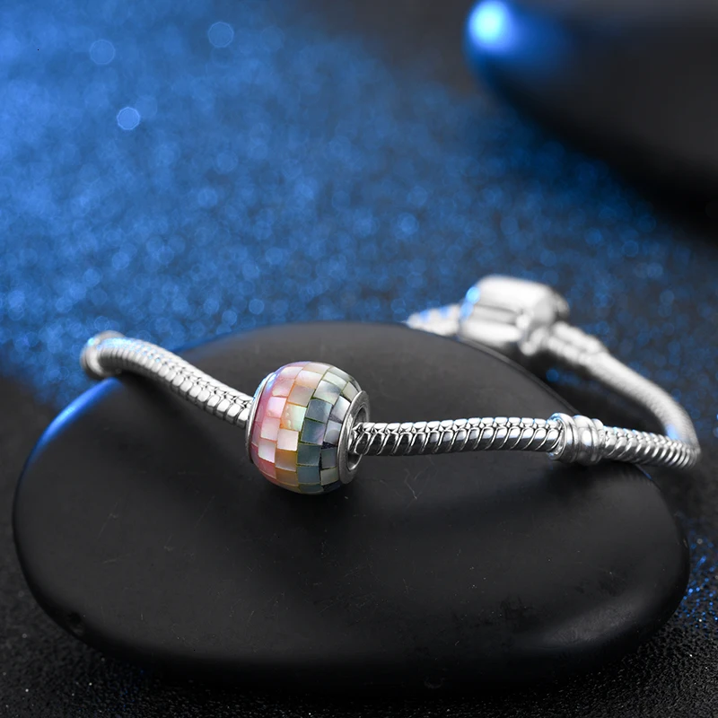 DEVOLOVE Настоящее серебро 925 проба Шарм бисера Радуга мозаика Fit оригинальный Pandora