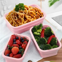 4pcsset foldable silicone microwave bento lunch box portable lunch box set food storage containers fruit salad box set freezer