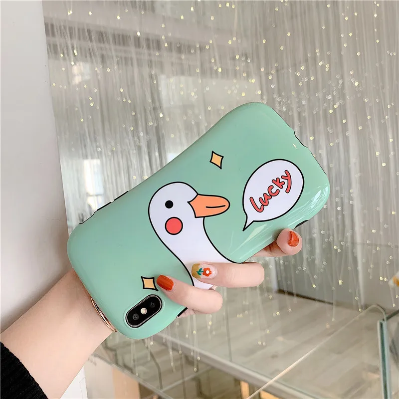 Kuutti Модный милый утка Lucky телефон для пары влюбленных чехол iphone 6 6s 7 8 Plus X XR XS Max