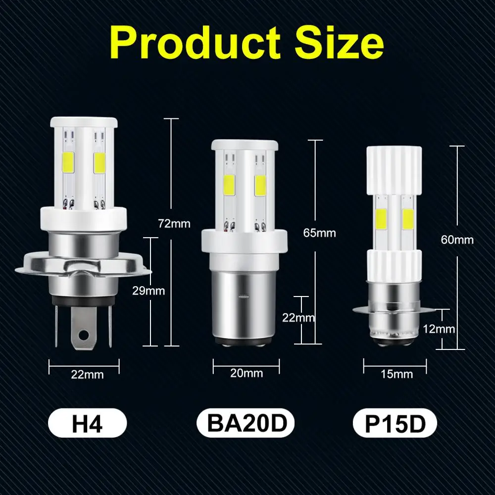 

Ceramic LED H6 BA20D P15D H4 Led Motorcycle Headlight Bulbs 3 Sides COB Moto Lights High Low Beam Motorbike Accessories 12V 24V